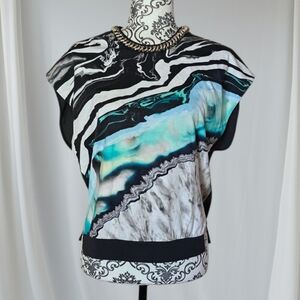 3.1 Phillip Lim Sleeveless Watercolor Beaded Neckline Top Size Medium